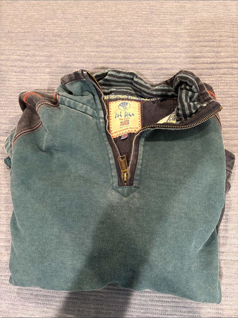 Fat Face Mens Teal Green Half-Zip Sweater
